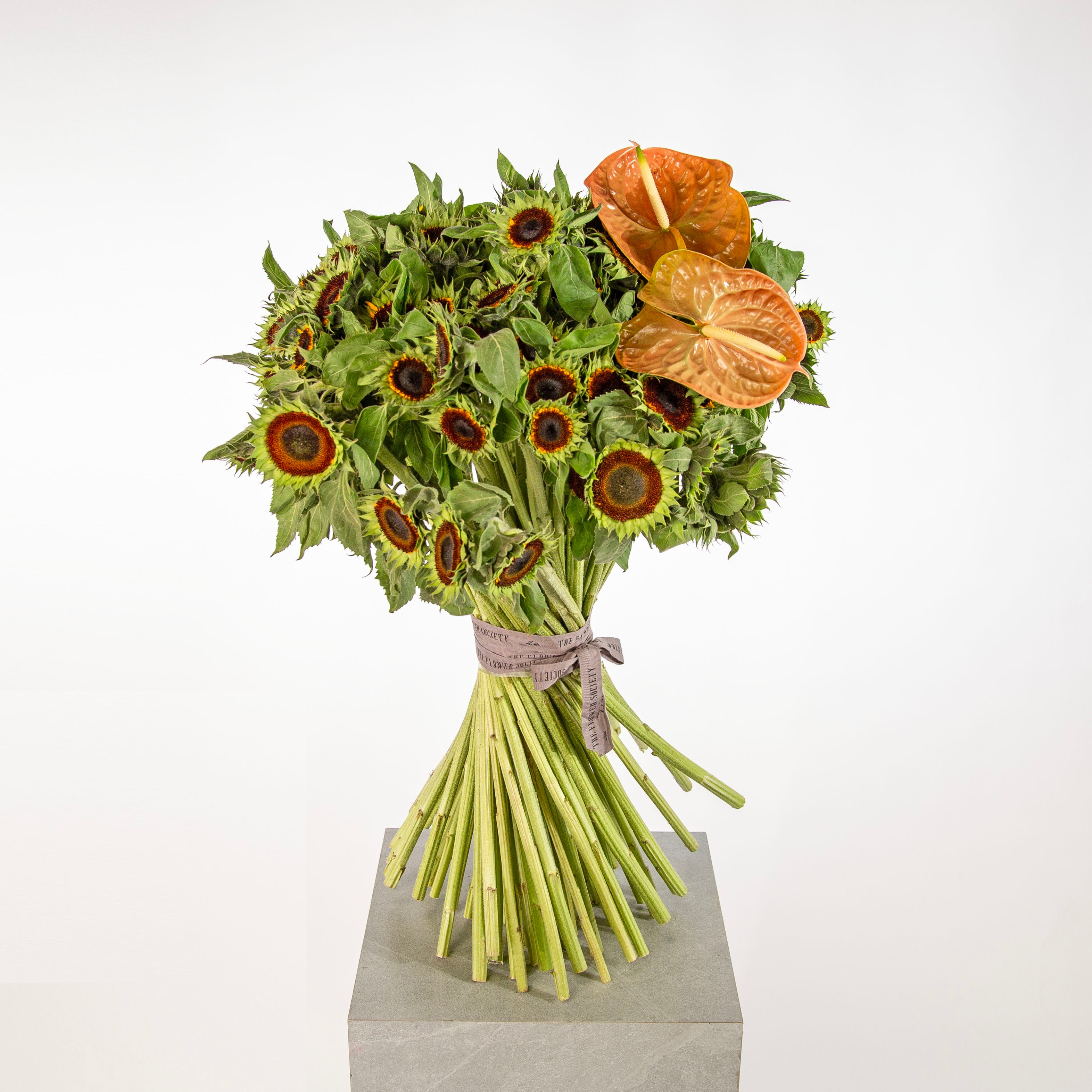 Peach anthurium sunflower bouquet flowers - luxury peach flowers gift Dubai UAE delivery