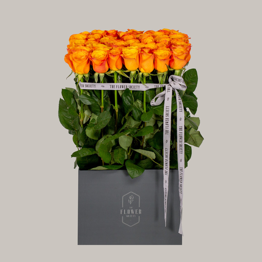 LA BOITE DE ROSES - ORANGE ROSES